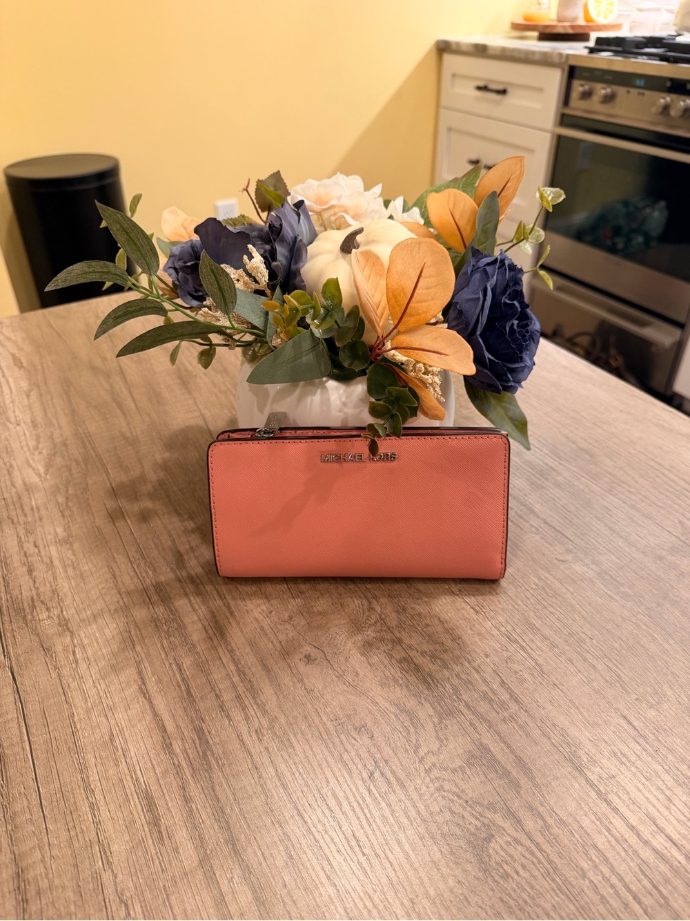 Michael Kors Pink Zip Wallet with Logo Plaque